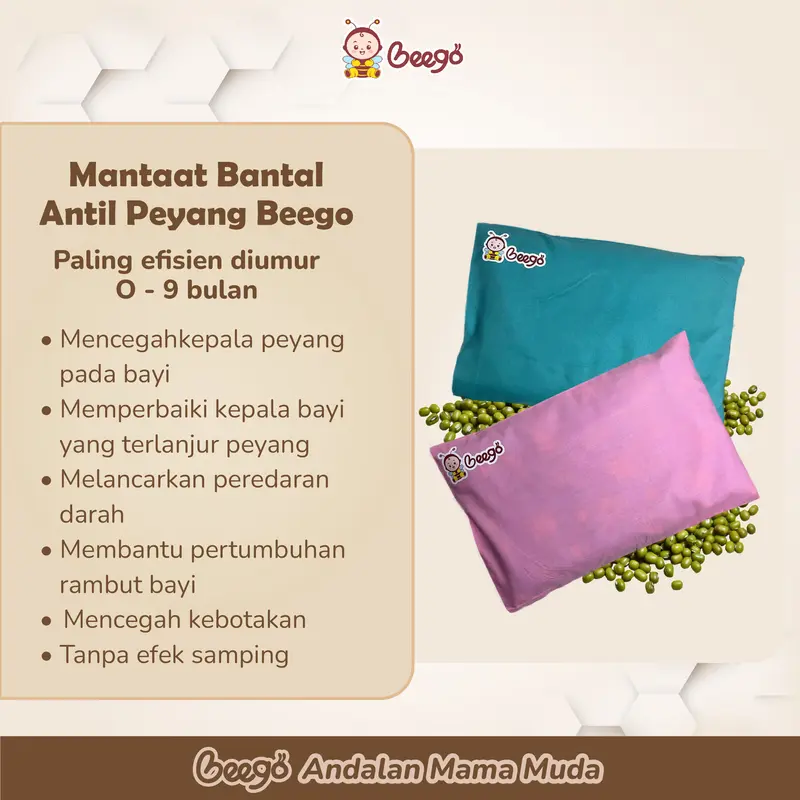 Bantal Anti Peyang Beego Kulit Kacang Ijo Bayi Bunda 1