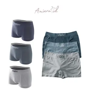 Amiera BX093 Bundle Isi 4 Pcs Boxer Pria Cowok Lelaki Celana Dalam Motif Daleman Murah Pendek Dewasa Katun Hitam  Remaja Kotak Putih