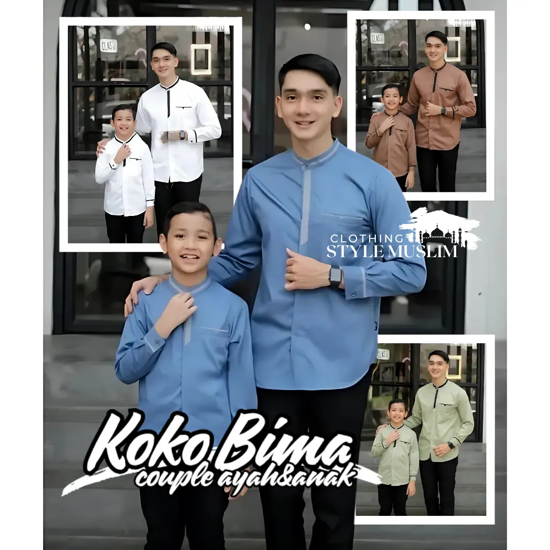 BEHROUZ - Koko Ayah Dan Anak Motif Bima Lengan Panjang Bahan Katun Lengan Pendek Promo Lebaran 2025