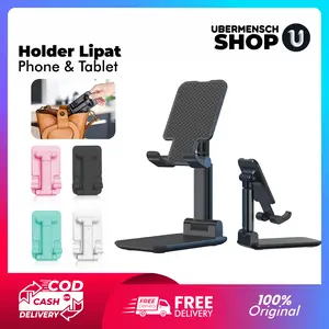 [US] Holder Lipat Smartphone dan Tablet Dudukan Hp Tablet Lipat Penyangga Handphone Foldable Stand Holder Meja Dudukan Tablet Ringan dan Portable