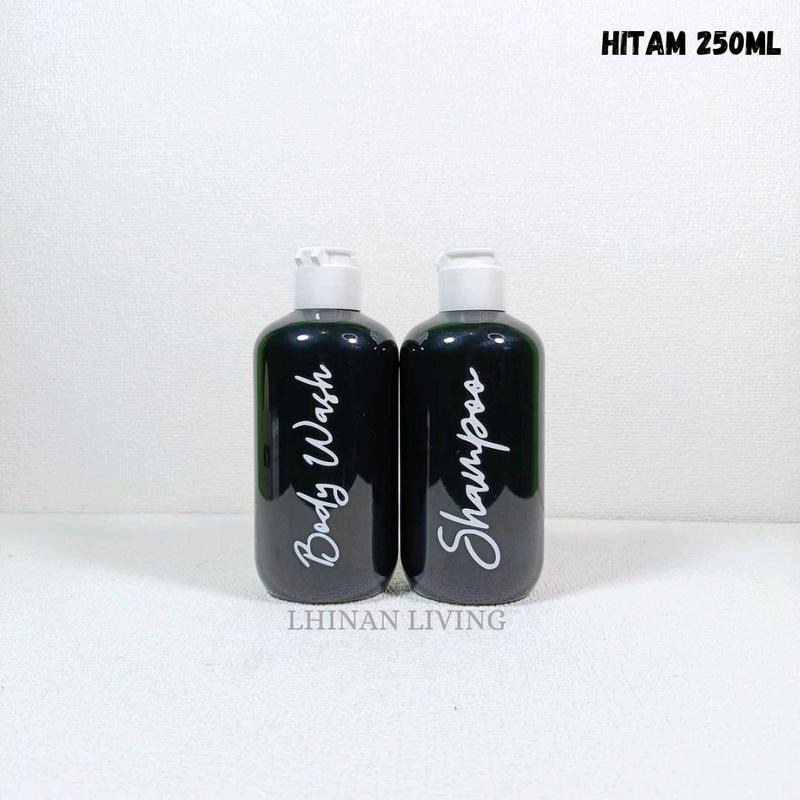 Botol Sabun Cair Aesthetic Plastik PET Flip Top Tebal - Hitam & Putih 250ml 7