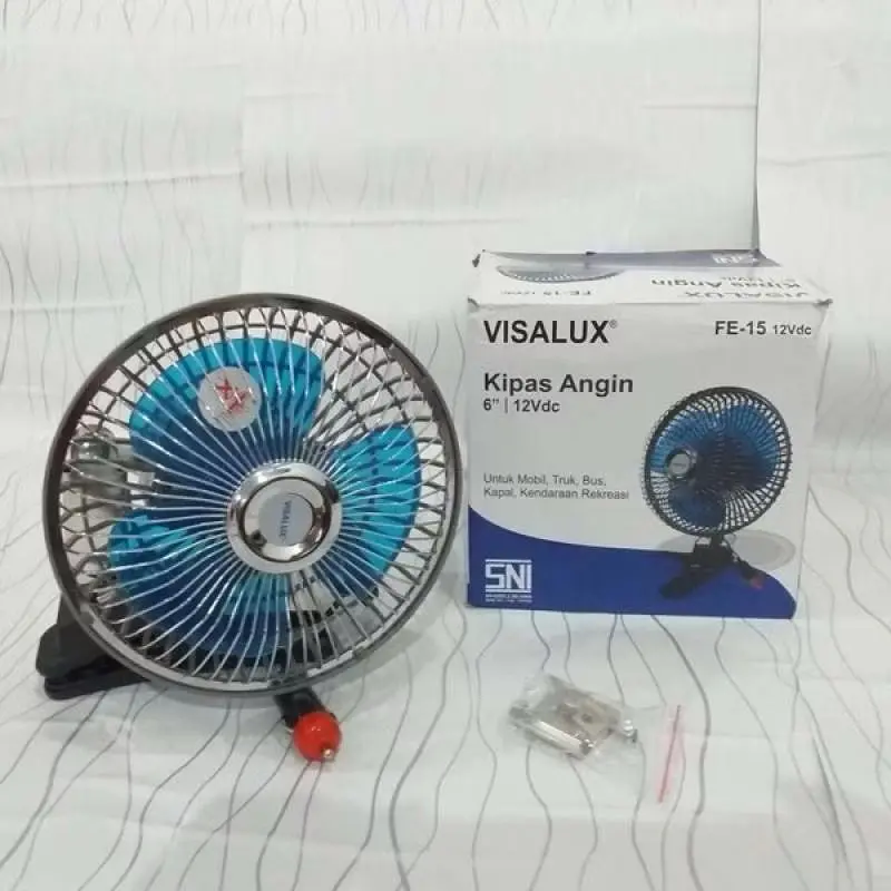Kipas Angin DC jepit 6 inch Visalux Aki Mobil 12VDC/24VDC FE-15 1