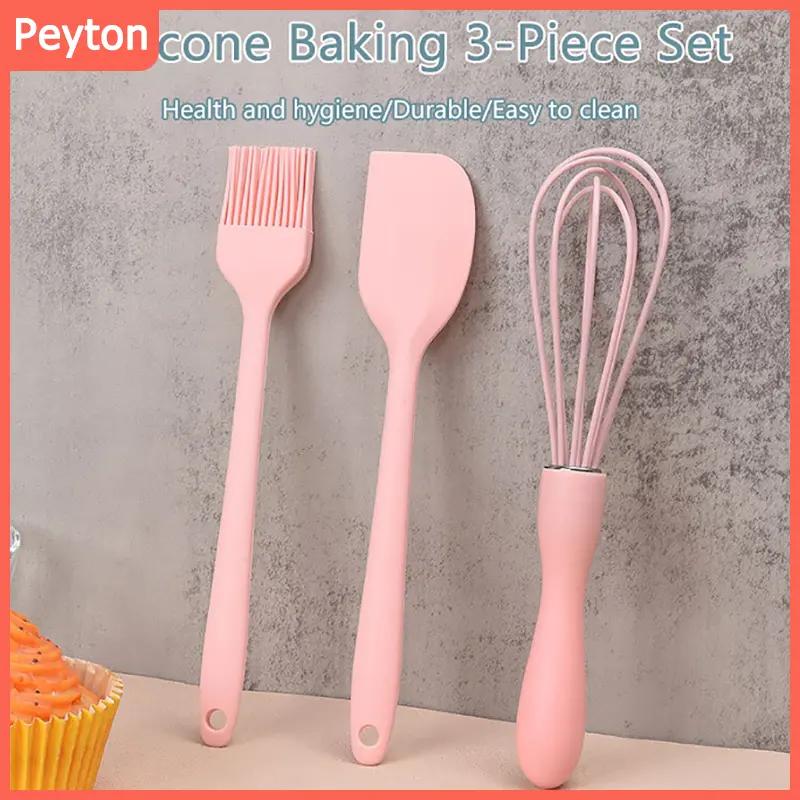 3pcs / bộ silicone nướng set bánh kem nhà bếp xẻng spatula đập trứng gia đình bàn chải dầu nướng món đồ gia dụng nhà bếp