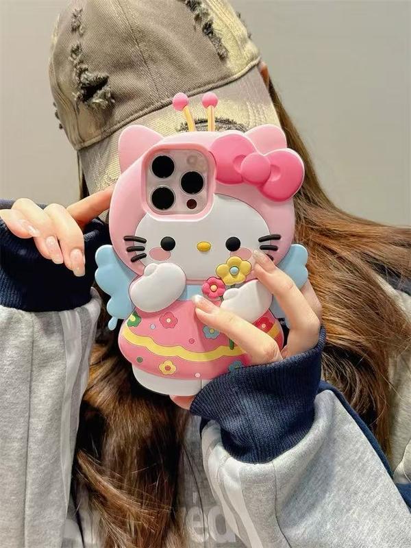 Ốp Điện Thoại Hello Kitty Cho Apple, Thiết Kế Hình Ong Hoa, Ốp Mềm Hoạt Hình, Thích Hợp Cho Apple 15Promax, Apple 14pro13, Apple 12 Pro11, Bán Chạy Tại Cửa Hàng 1