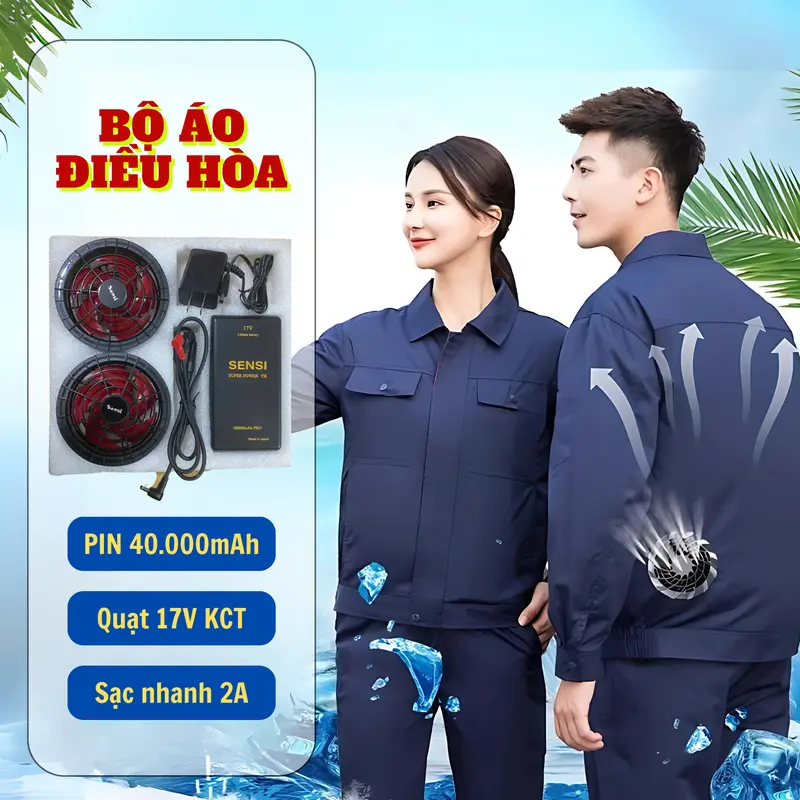 Áo điều hòa SENSI 40.000mAh 17V cao cấp, chạy 14-18 tiếng, size S-XXXL cho mọi cân nặng 0