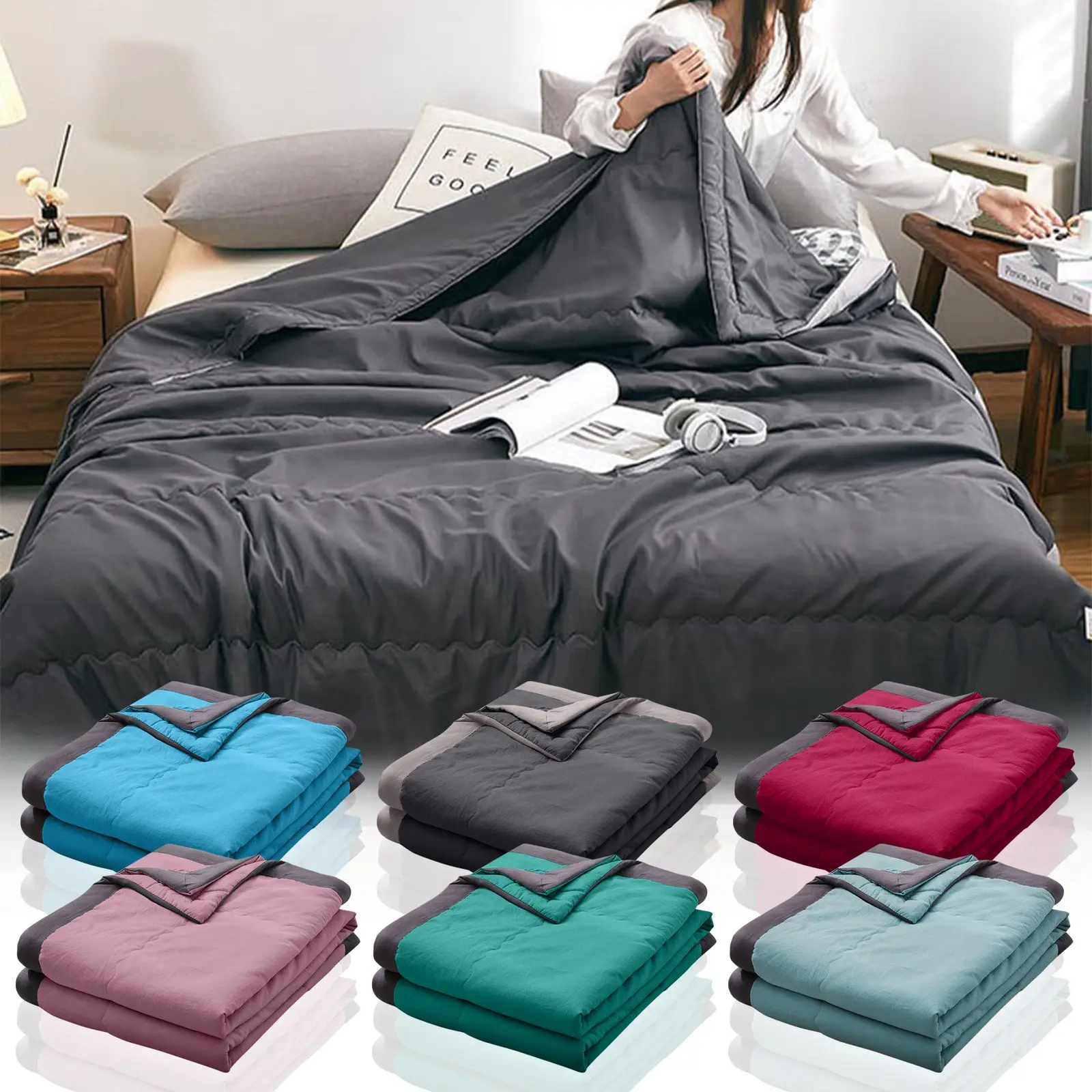 New Double Sided Cooling Summer Quilt Cold Effect Breathable Conditioning Quilt Spring Summer Solid Color Cooler Quilt