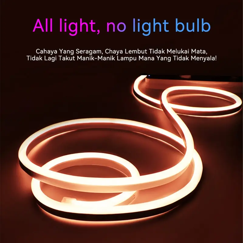 QPT Mall Paket Lampu Neon Flex 220v 1m 2m 3m 4m 5m  Led Selang Fleksibel 220v Warna Neon Outdoor DIY Strip 6