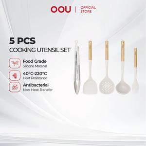 Set Sudu Memasak Silikon, OOU, 5 Keping, Tahan Panas, Perkakas Dapur