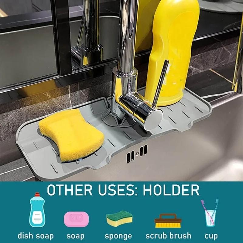 Product Introduction of Kitchen Silicone Faucet Absorbent Mat Sink Splash Catcher Countertop Protector Mat Draining Pad for Kitchen Gadgets Bathroom Accessories 9