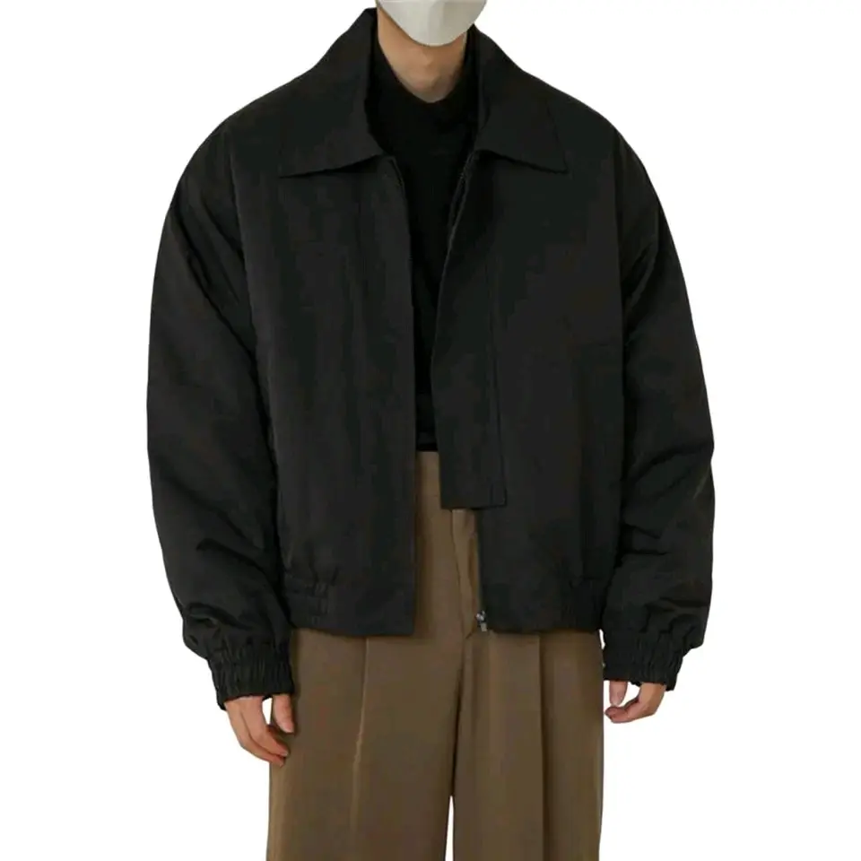 jaket boxsi jaket canvas jaket casual pria Hitam Cream Formal