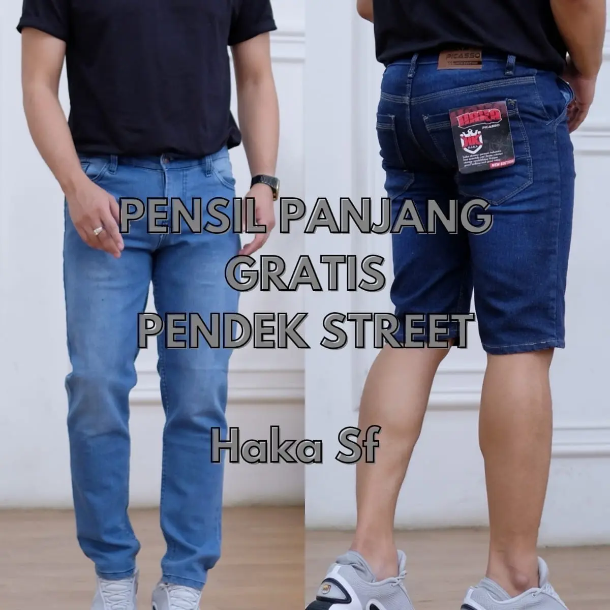 PROMO Celana Jeans Pensil Panjang Slimfit Gratis Celana Jeans Pendek Street