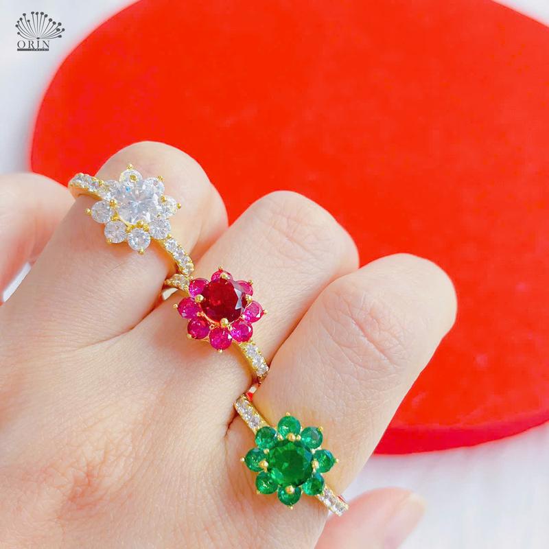Nhẫn nữ đá nhiều màu hoa nhỏ cao cấp Orin N963