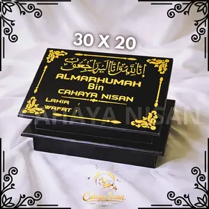 Cahaya Nisan - Batu Nisan Granit Hitam Ukuran 30x20 CM Full Dudukan