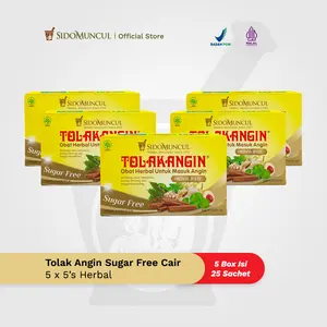 Tolak Angin Cair Herbal Sugar Free 5 Box Isi 25 Sachet - Tolak Angin Bebas Gula untuk Masuk Angin