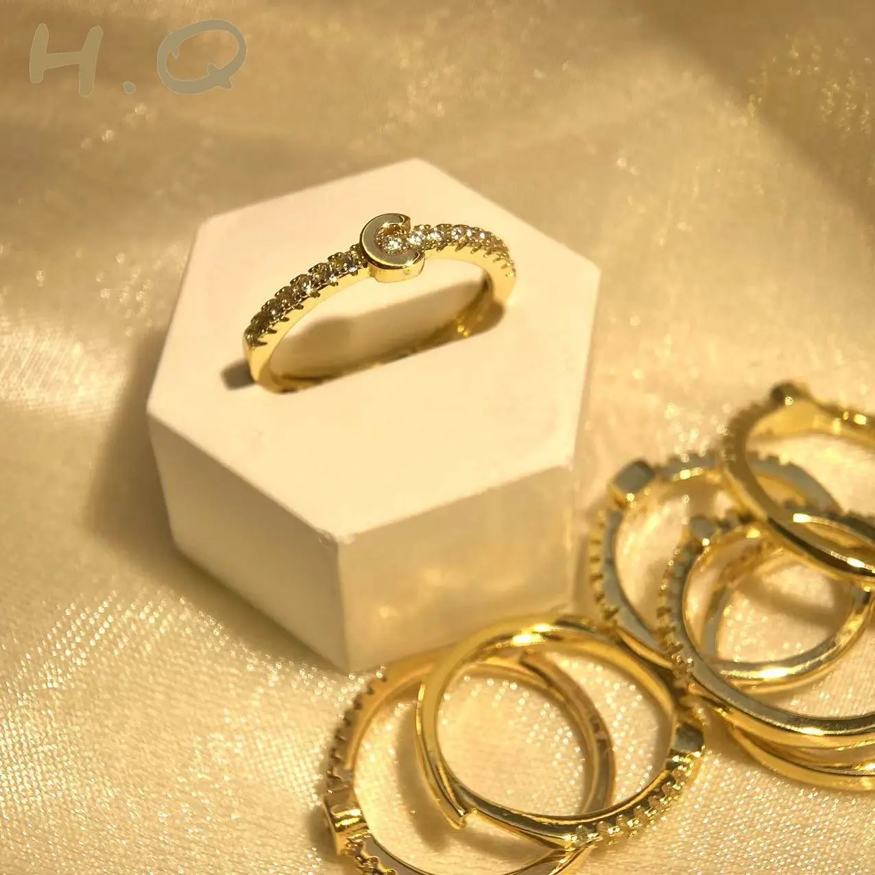 H.Q Jewelry Nhẫn Chữ Cái Dành Cho Nữ, nhẫn titan không rỉ, nhẫn cặp với người yêu Women