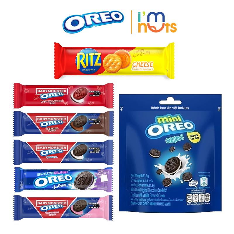 Bánh quy kem Oreo đủ vị 110g và Bánh quy kem phô mai Ritz 118g