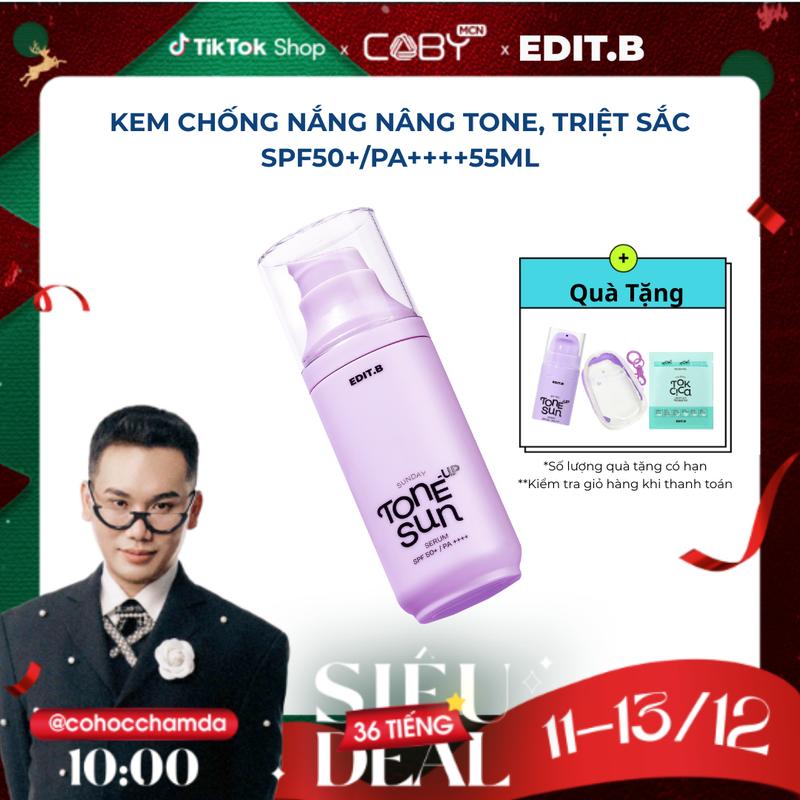 Cô học Kem Chống Nắng Nâng Tone Triệt Sắc Edit.B Sunday Tone-Up Sun Serum SPF50+ PA++++55ml