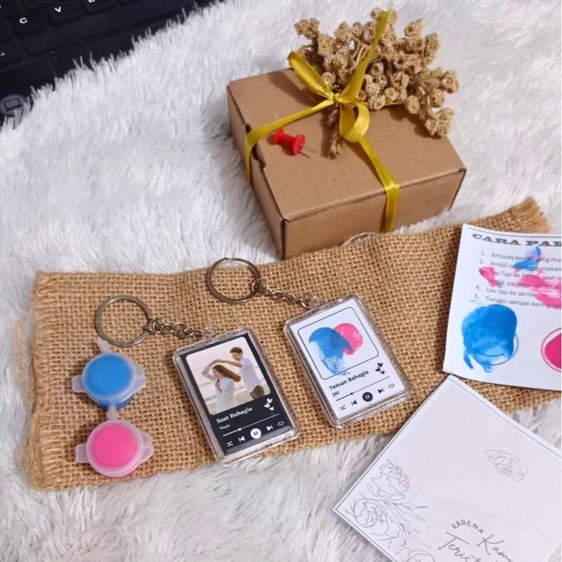 (Cat Biru x Ping) KEYCHAIN SIDIK JARI GANTUNGAN KUNCI SPOTIFY SIDIK JARI 7