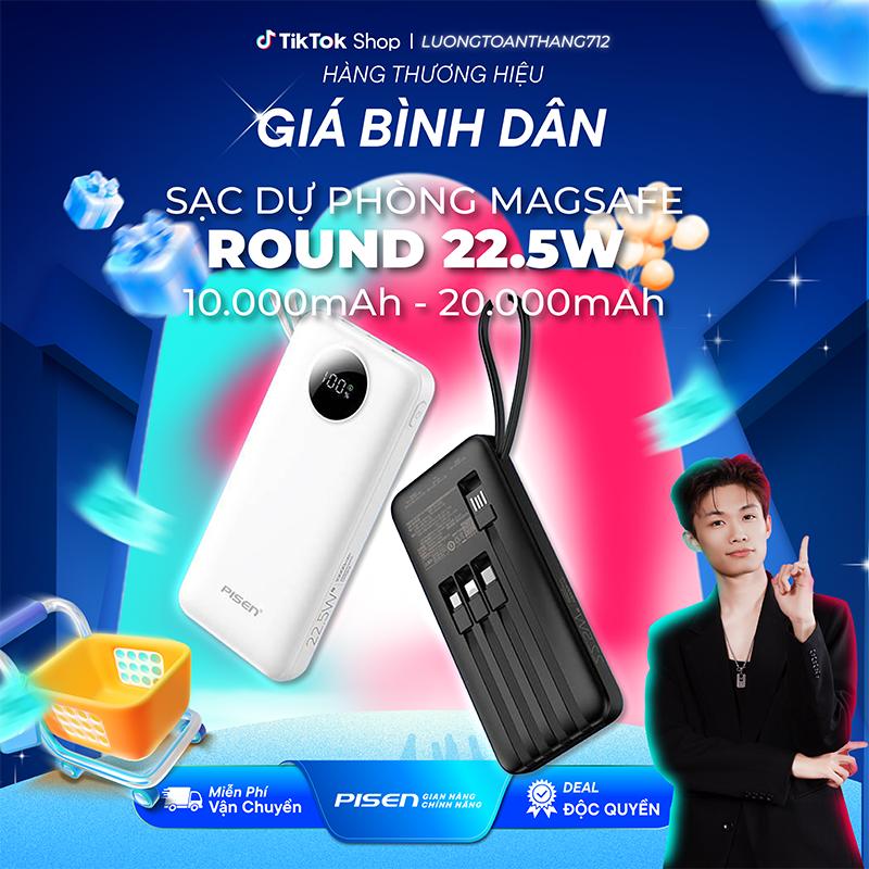 [Deal Đặc Biệt][PISEN] Sạc Dự Phòng Sạc Nhanh 22.5W| Tích Hợp 4 Dây Sạc, Màn Hình LED Hiển Thị Dung Lượng, Có Sẵn Dây Sạc, Phù Hợp Với Tất Cả Các Dòng Android/IOS | PISEN QUICK POWERLink Round | TP-D099 | Bảo Hành 24 Tháng | Bảo Hiểm Toàn Cầu 2 Triệu USD