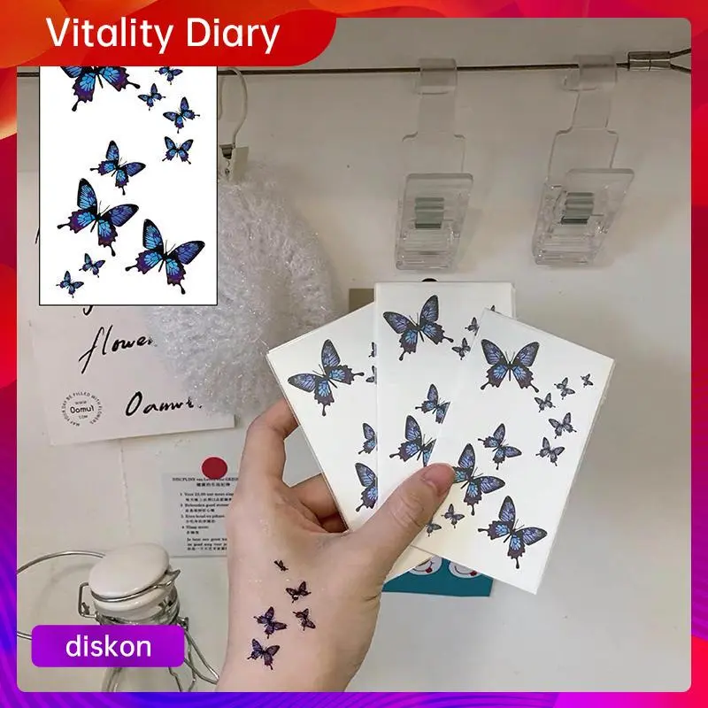 Stiker Tato Temporer Kupu-kupu Biru 15 Hari Tato Anti Air Tattoo Stickers 1