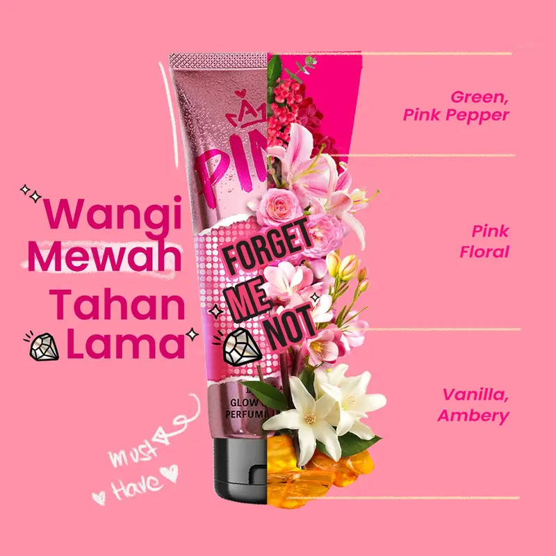 Mix Pink Skin Perfume Lotion Forget Me Not & Shinning Star 180ml isi 2 pcs 1