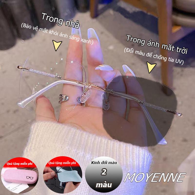   Vận chuyển từ Việt Nam  Kính cận thị tròng kính tự động kèm hộp đựng miễn phí đổi màu khi ra nắng kính không gọng chống tia UV400 kính lọc ánh sáng xanh nữ kính không gọng nam + tròng kính siêu tự động lọc ánh sáng xanh chống tia UV99% 