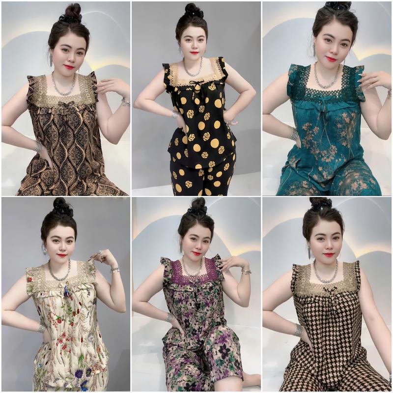  đồ bộ nữ mặc ở nhà mẫu CỔ VUÔNG REN QUẦN 9 TẤC chất vải mềm mát thoải mái món quà cho nữ. 