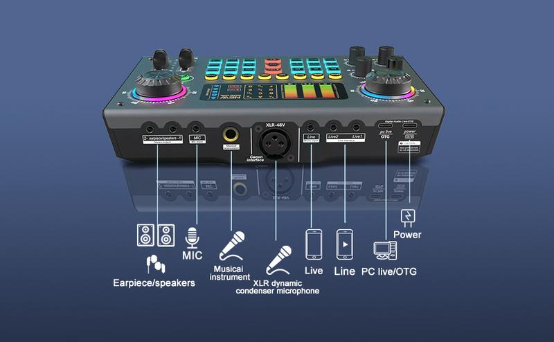 Product Introduction of Wireless sound card, hosabely, all round, intelligent noise reduction, OTG output, DSP chip, help you receive live broadcast singing and adjusting, suitable for mobile phone and laptop computer audio processor 4