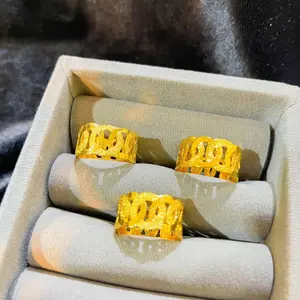 Cincin Audi Besar Emas 24K Bahan Crum Premium untuk Wanita - Perhiasan Cantik dan Tahan Lama - Gold, Rings