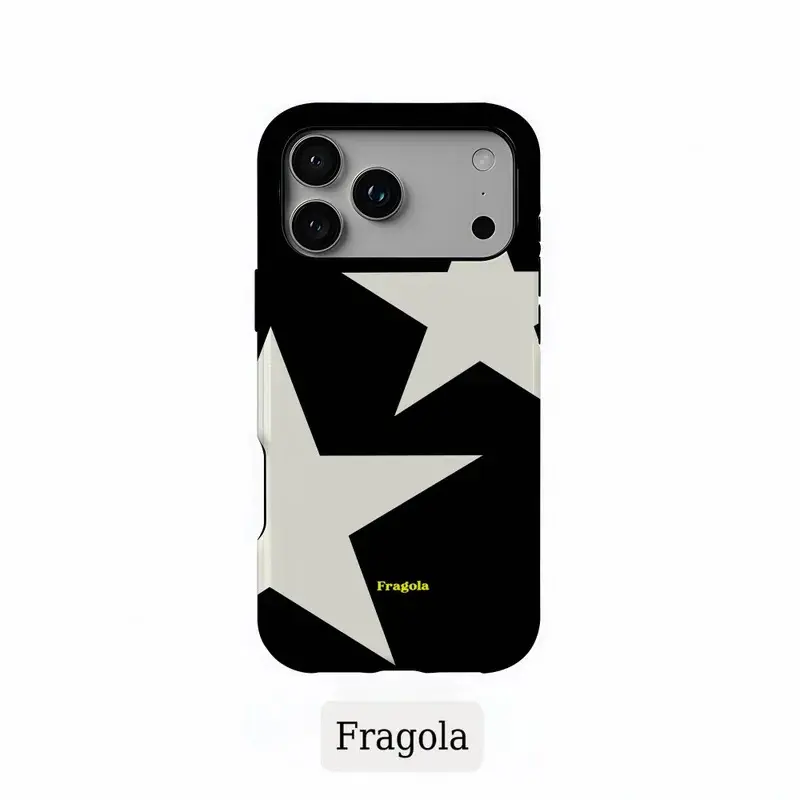 Funda de Lujo Clmj para Samsung y iPhone 17 16 15 14 13 12 11 Pro Max Air Plus, Cubierta de Doble Capa con Diseño de Estrellas y Lunares Fragola