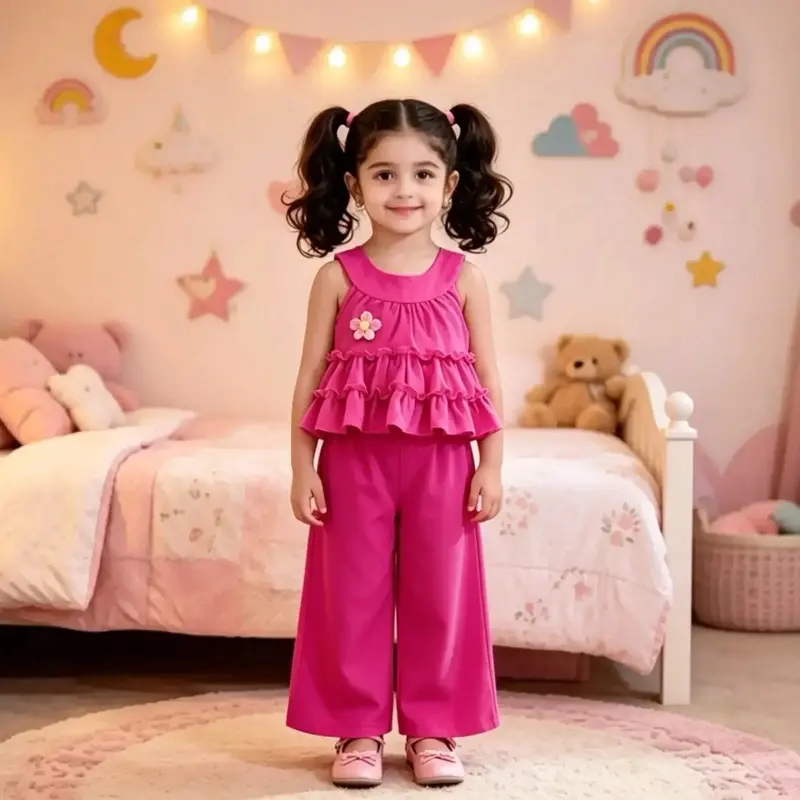 gnj KAMARI - Setelan Anak Perempuan Simple dan Lucu Rayon Twill