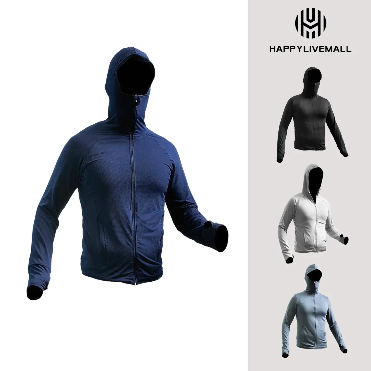 Áo chống nắng nam 1 lớp và 2 lớp vải thông hơi khóa kéo che mặt Sport