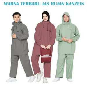 MODEL HOODIE TANPA ZIPER JAS HUJAN DEWASA PRIA WANITA ATASAN DAN BAWAHAN BAHAN TEBAL PVC 025