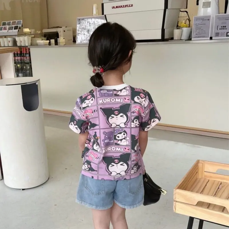 ByKiddos - Atasan Kaos Anak Perempuan Gaya Kasual Longgar Lengan Pendek Bermotif Lotso Dan Kuromi Fashion Lucu 5