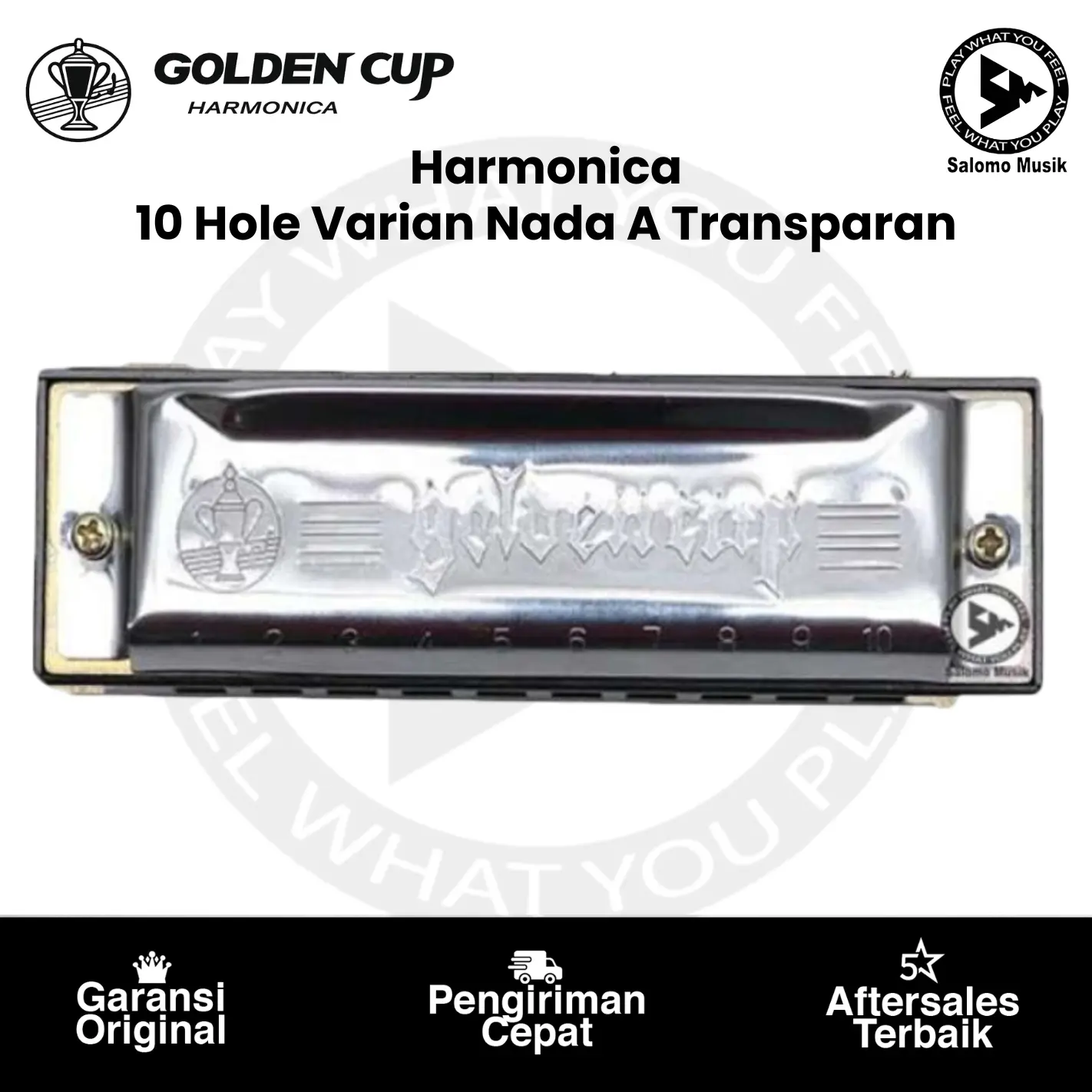 Golden Cup Harmonika Harmonica Nada A 10 Hole Transparan