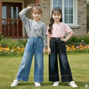 CELANA SKENA KULOT JEANS LIPAT BESAR ANAK PREMPUAN UNTUK USIA 6-13  Fashion kids