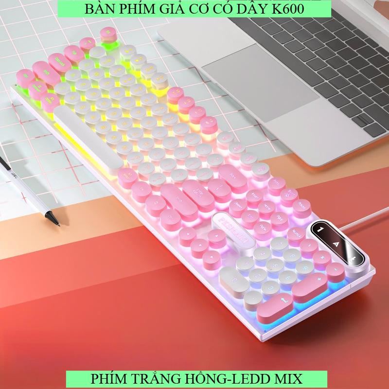 Bàn Phím Giả Cơ Có Dây K600 Nút Tròn Led Trắng Và Mix Xuyên Chữ Dùng Cho Máy Tính Laptop Chuyên Làm Việc Văn Phòng Học Tập Giá Rẻ Chất Lượng Bảo Hành 30 ngày