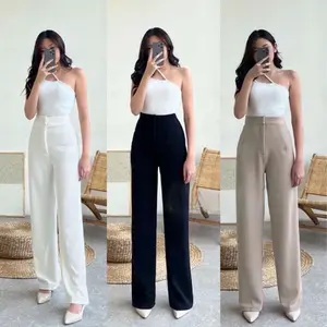 [BIGSALE BUY 1 GET 1] Pinsnexstore - COZY PANTS Panjang Highwaist Wanita Celana Kain Rib Knit Premium Nyaman Model Celana Loosepants Cocok Untuk Style Sehari-hari Kaki Kancing Kulot Standar Tebal