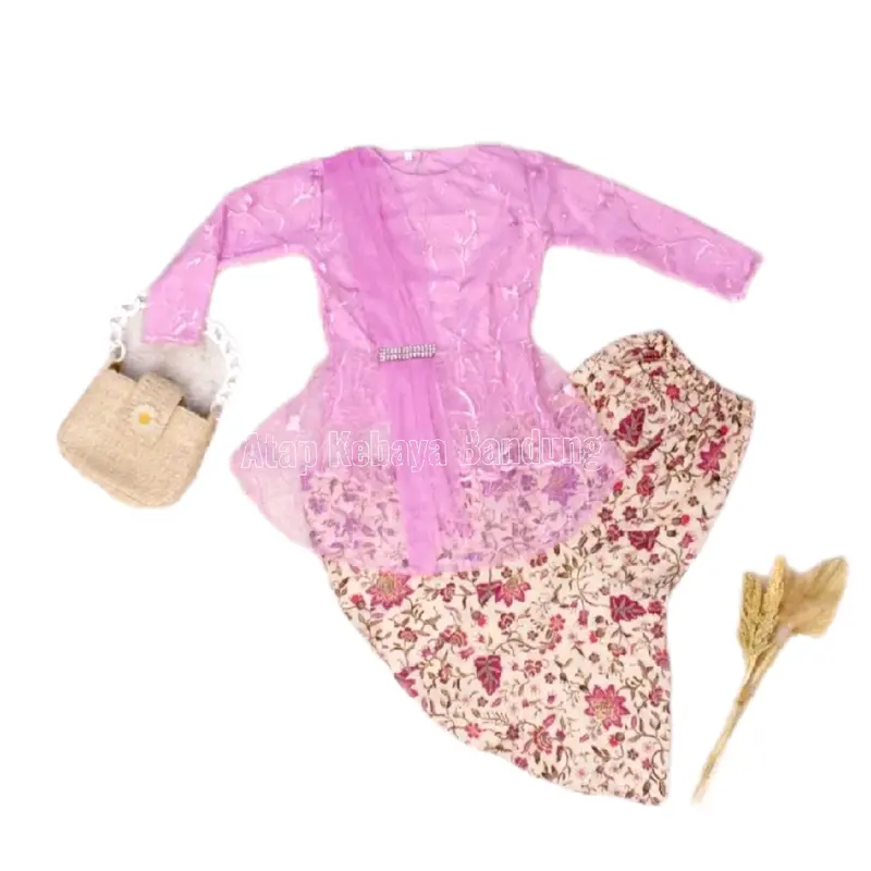 (AKB1) Setelan Baju Kebaya Anak Perempuan Model Rok duyung Cocok umur 4-14 tahun fashion keren kekinian Bordir 7
