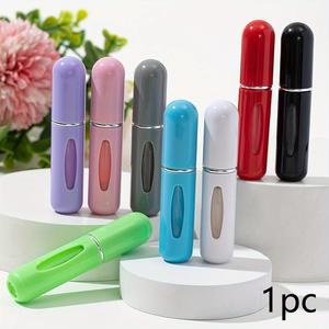 Frasco de perfume de 5 ml por unidad, carcasa de plástico, varios colores disponibles, contenedor de perfume para viaje, accesorio de maquillaje, ideal para uso en movimiento