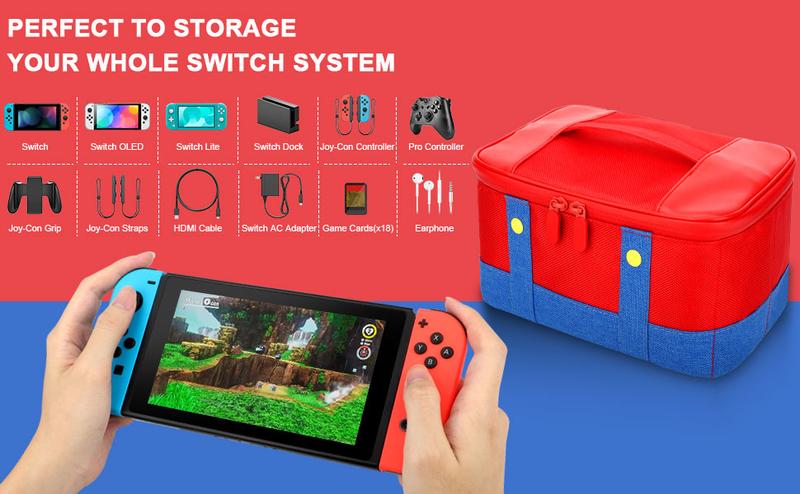 Product Introduction of Cute Switch Carry Case for Nintendo Switch/Lite/OLED, Mario Red 9
