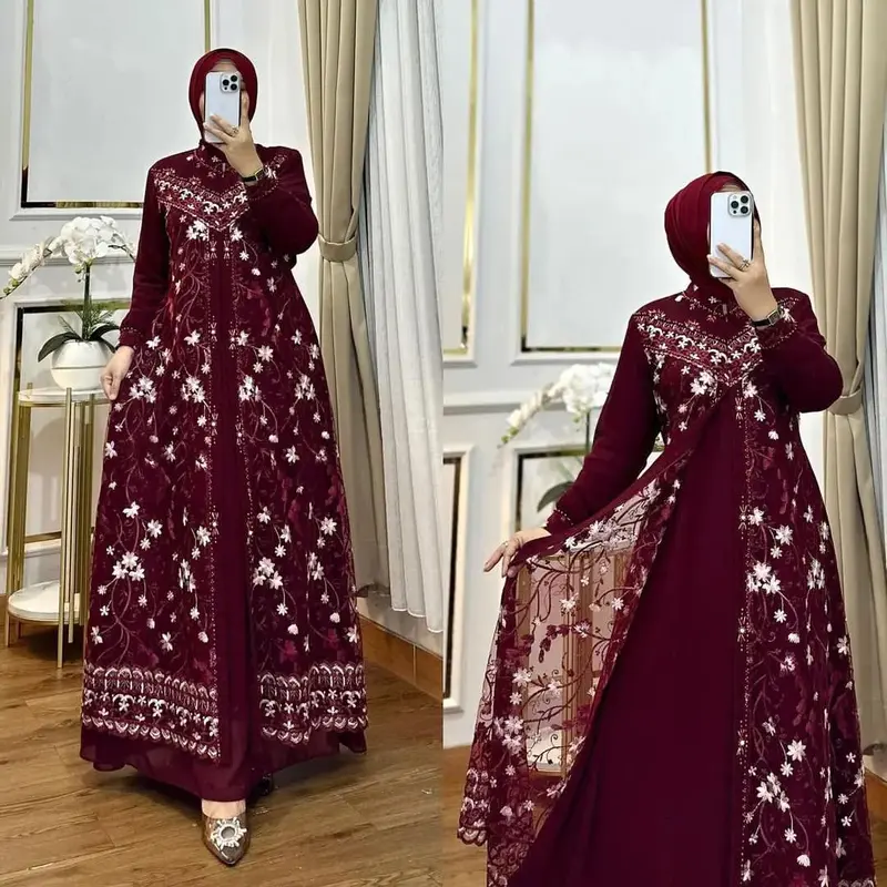 ARISTA DRESS-Dress Terbaru Terlaris 2024 / Dress Kekinian / Dress wanita Dewasa Terbaru Bahan Ceruty Babydoll Brukat Aplikasi Payet / Gamis Lebaran 2024 ( COD ) 1