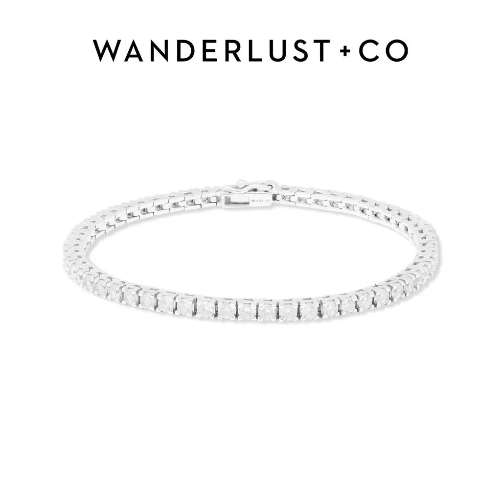 Wanderlust + Co Pave 925 Sterling Silver Tennis Bracelet Rhodium Plated Hypoallergenic Jewelry Shower-safe