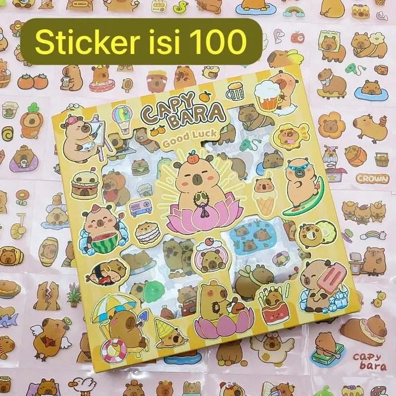 Stiker Capybara viral / Sticker capybara box isi 100pcs / stiker box kapibara / Stationery Paper 2