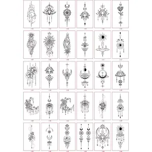 X's - Tato Badan Temporer Motif Bunga dan Bulan Kualitas Tinggi untuk Tampilan Elegan