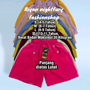 1 Paket Isi 6pcs Celana Hotpant Crincle anak Motif tali pita Cantik