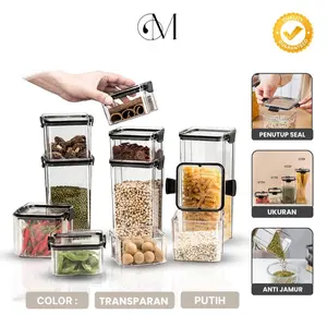 Grove Maison Toples Snack Kotak Transparan Kedap Udara Anti Pecah / Toples Kotak Transparan / Toples Makanan Kotak Kedap Udara