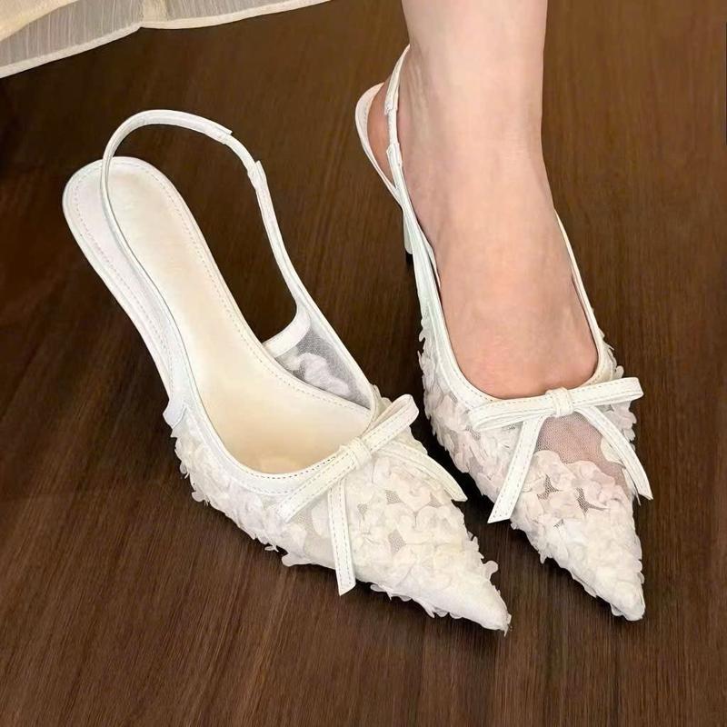 Chị Đẹp Store - Giày Cao Gót Lưới Hoa Hồng 7-9p, Giày Sục Búp Bê Lưới Ren Hoa Sang Trọng U137 Shoes Nữ
