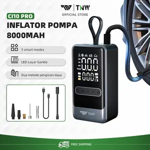 TNW CI10 Pro Pompa Ban Mini portabel pompa ban mobil elektrik Pompa Ban Mobil dan Motor Car Air Pump Tire Inflator 8000mAh LED Display PowerBank & Senter