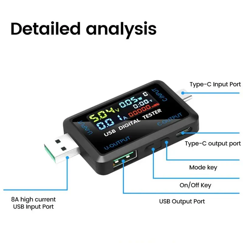 Máy kiểm tra, Thiết bị kiểm tra chuyên nghiệp, Máy dò bộ sạc USB, Máy kiểm tra công suất điện 7
